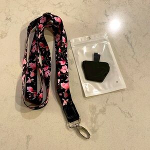 Phone Lanyard - Adjustable Neck Straps with Phone Pads - Pink Flower